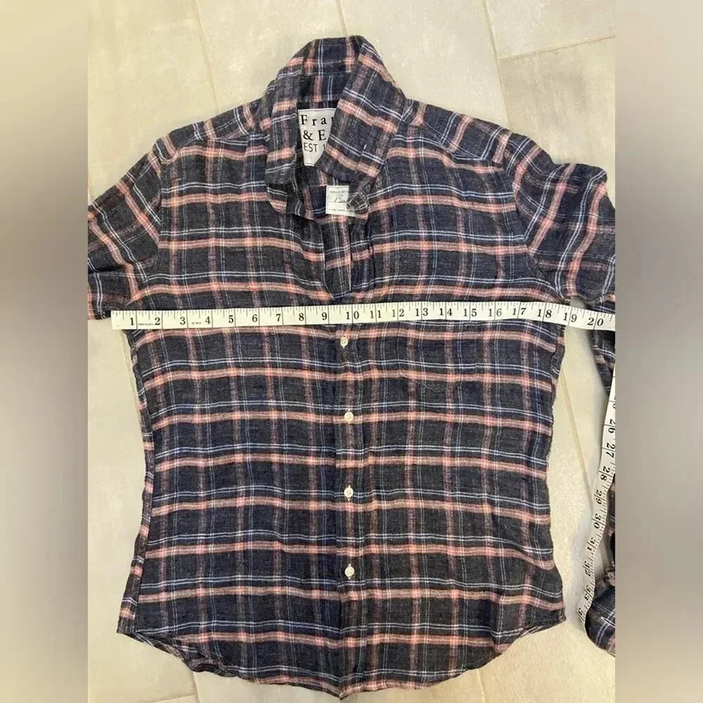Frank & Eileen Barry Linen Plaid Long Sleeve Button Down Size XS - Picture 11 of 12